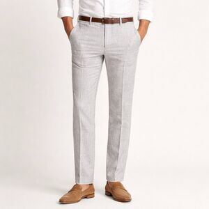 Suitsupply Mens Soho Pure Linen Pants Light Gray Textured Trousers Sz 30 EU 46